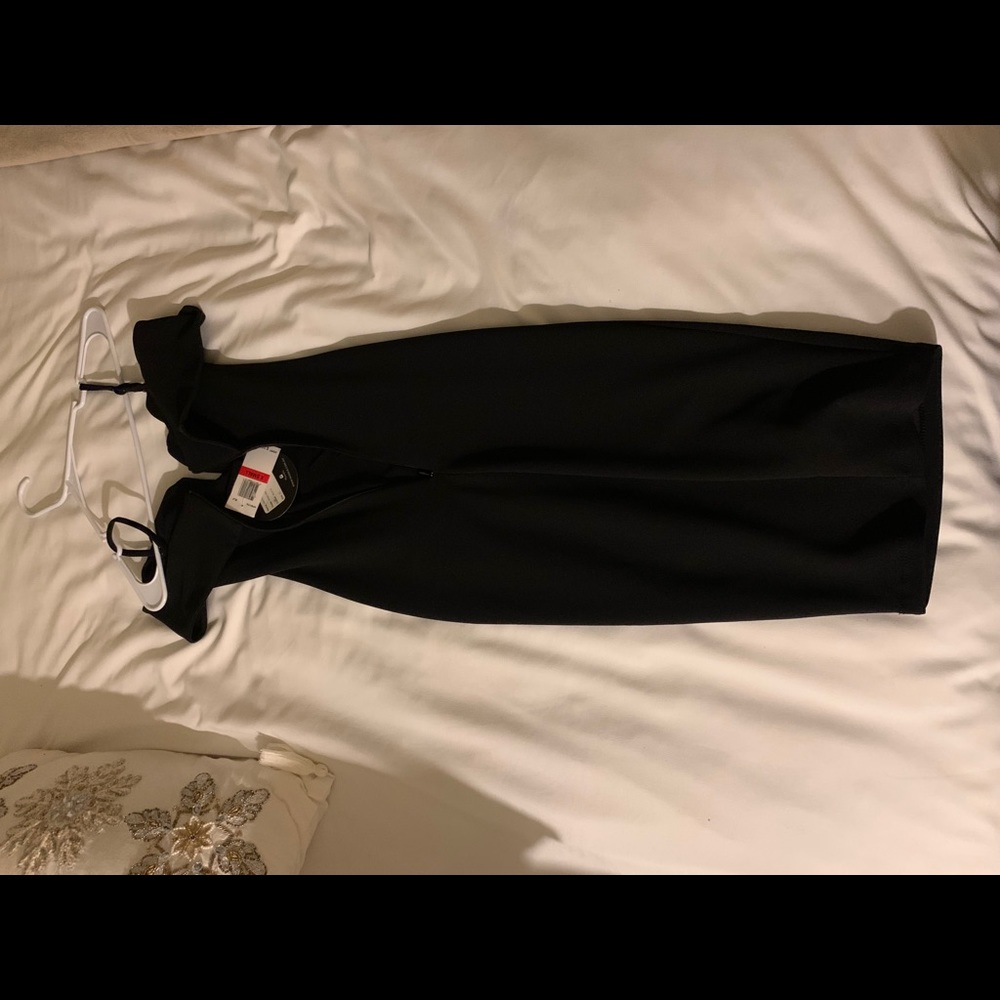 Black fitted midi dress dress